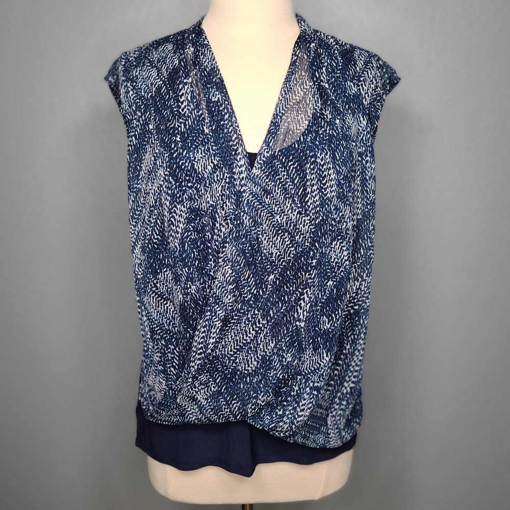 New DKNY Draped Wrap Sleeveless Top Blouse Sz M